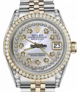 Defect Fake Rolex Lady-datejust 69173 Automatic Movement 26mm Gold/steel Case Womens Watch