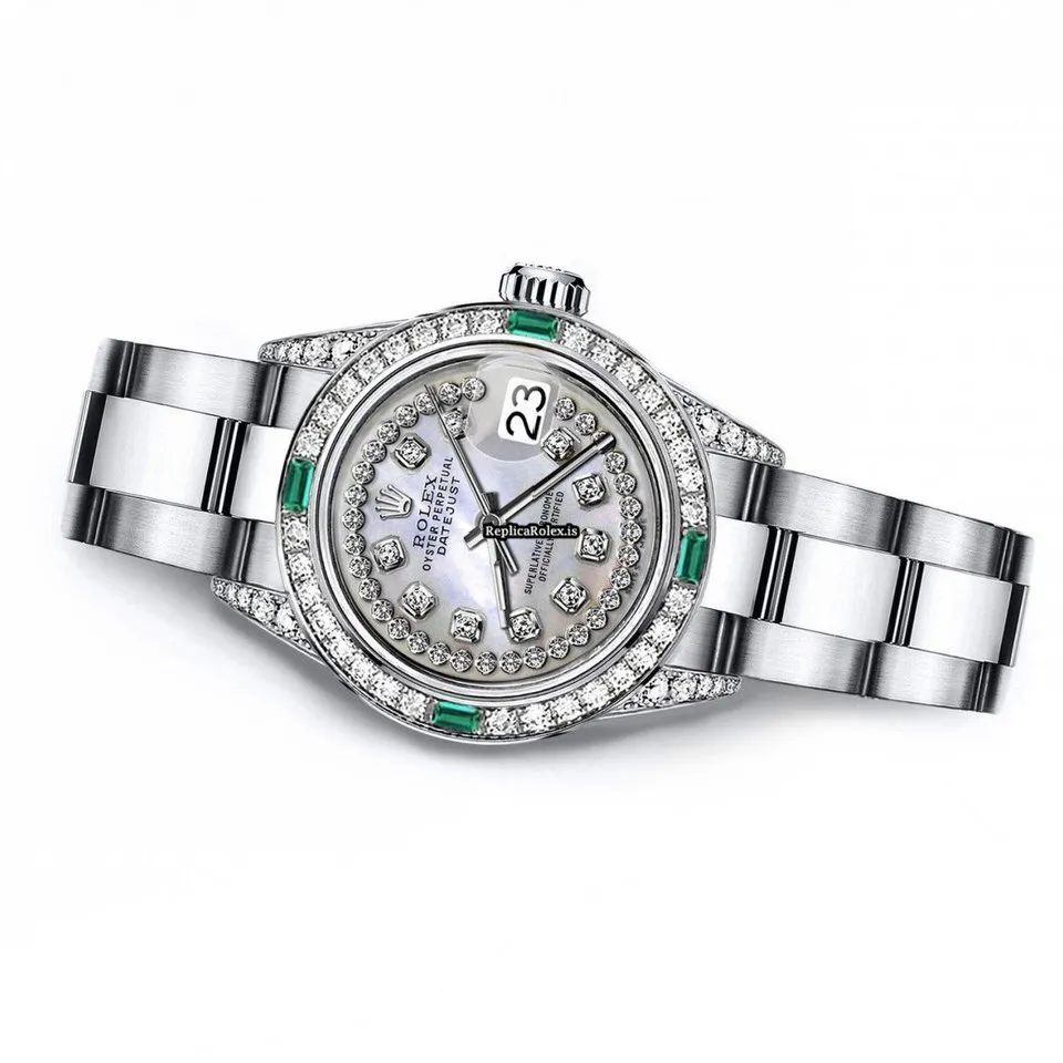 Beautiful Fake Rolex Oyster Perpetual Lady Date 69160 Automatic Movement 26mm Steel Case Womens Watch - Image 2