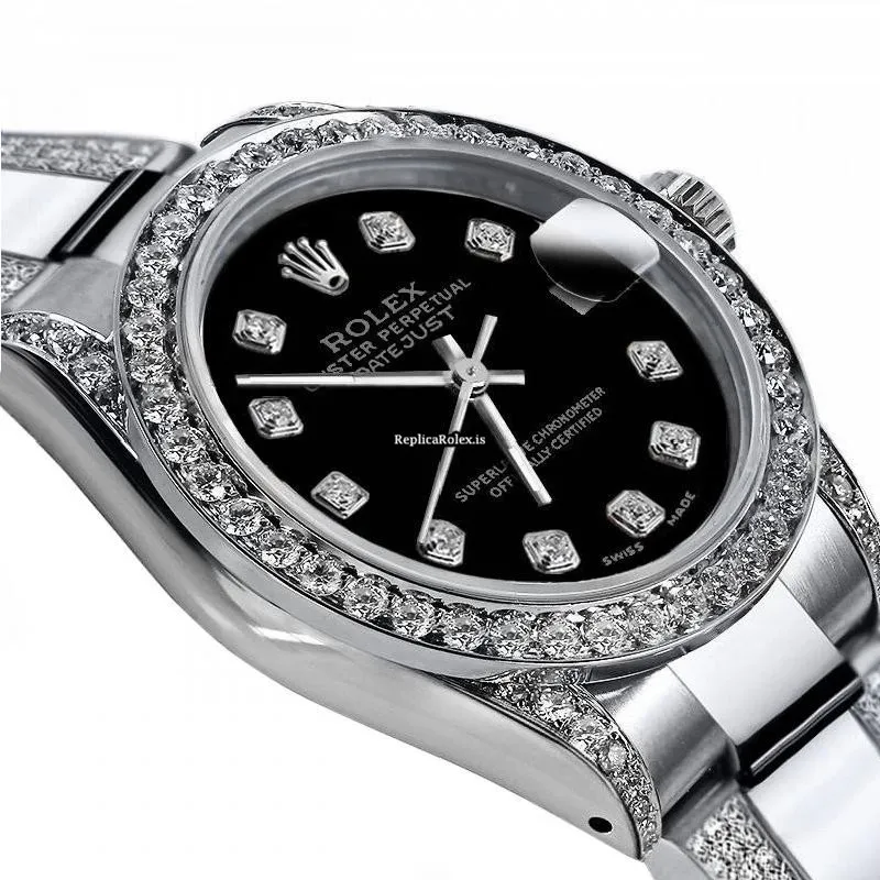 Popular Fakes Rolex Oyster Perpetual Lady Date 69160 Automatic Movement 26mm Steel Case Womens Watch - Image 2