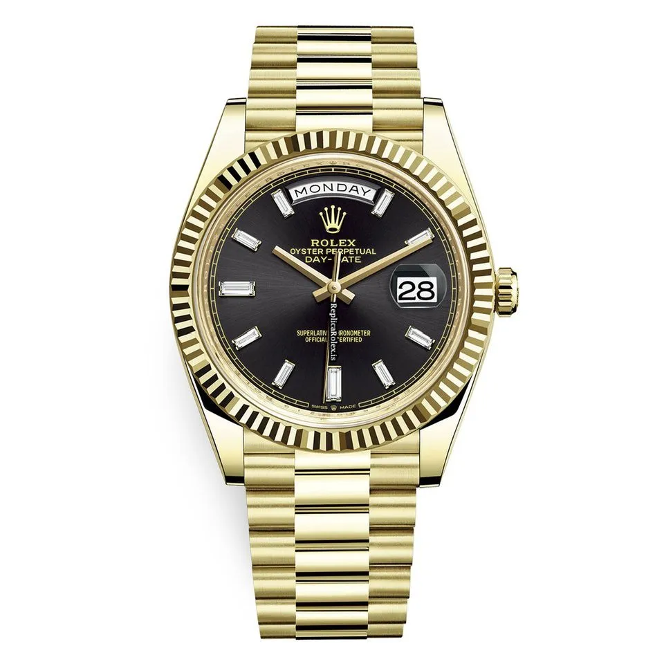 Design Copies Rolex Day-date 40 Caliber 3255 Automatic Movement 40mm Yellow Gold Case Mens/unisex Watch