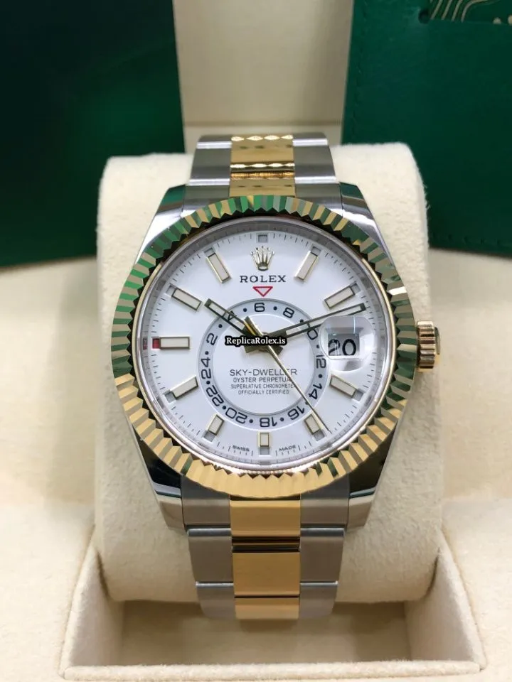 Wonderful Replica Rolex Sky-dweller 326933 Caliber 9001 Automatic Movement 42mm Gold/steel Case Mens/unisex Watch