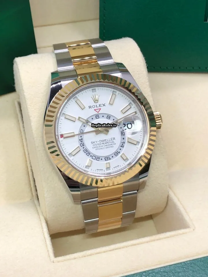 Wonderful Replica Rolex Sky-dweller 326933 Caliber 9001 Automatic Movement 42mm Gold/steel Case Mens/unisex Watch - Image 2