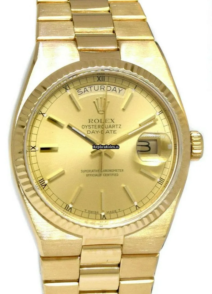 Durable Fake Rolex Day-date Oysterquartz 19018 Quartz Movement 36mm Yellow Gold Case Mens/unisex Watch