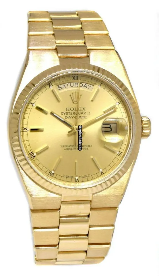 Durable Fake Rolex Day-date Oysterquartz 19018 Quartz Movement 36mm Yellow Gold Case Mens/unisex Watch - Image 2