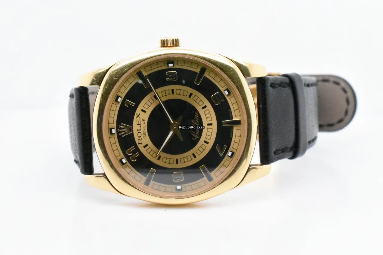 Epic Replica Rolex Cellini Danaos 4243 Caliber 1602 Manual Winding Movement 38x46mm Yellow Gold Case Mens/unisex Watch - Image 4