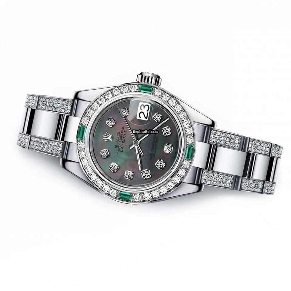 Affordable Fake Rolex Oyster Perpetual Lady Date 69160 Automatic Movement 26mm Steel Case Womens Watch - Image 2