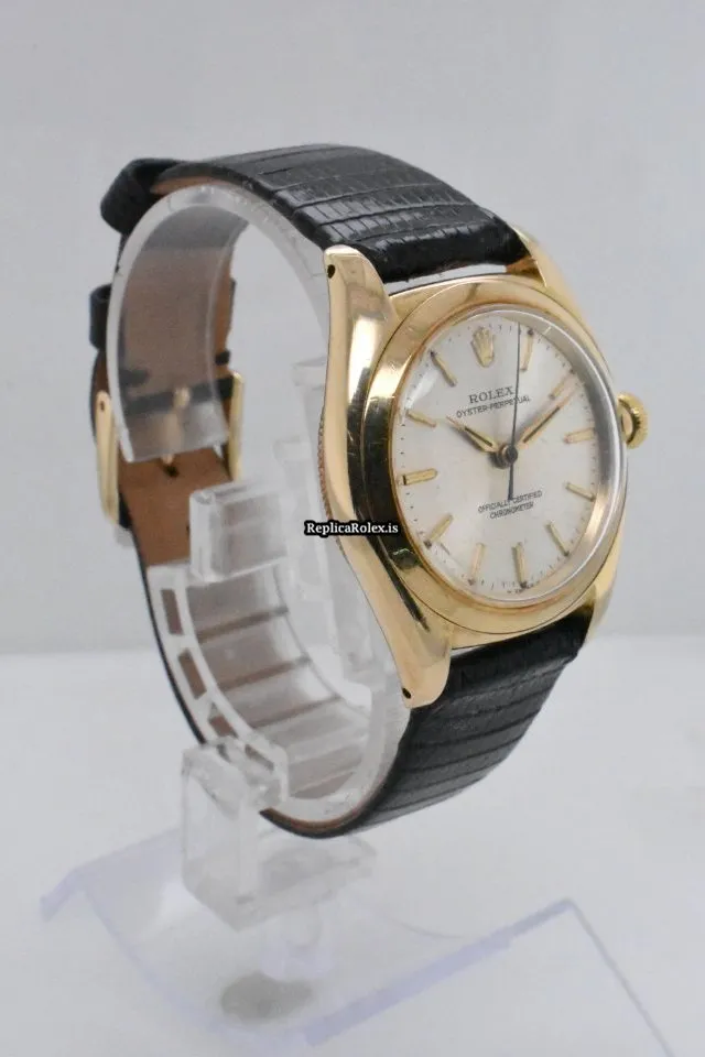 Marvellous Replica Rolex Bubble Back 3131 Automatic Movement 32mm Yellow Gold Case Mens/unisex Watch - Image 3