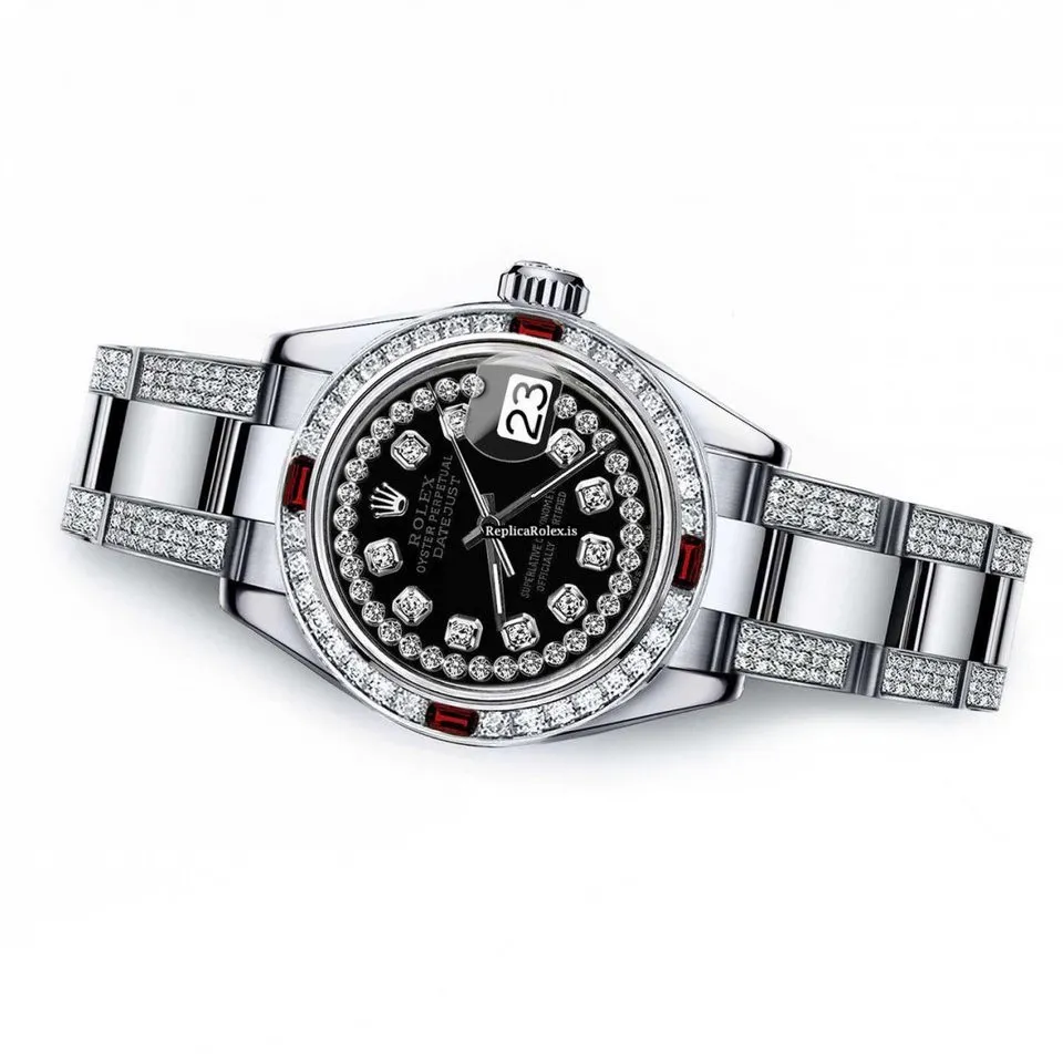 Fine Replica Rolex Oyster Perpetual Lady Date 69160 Automatic Movement 26mm Steel Case Womens Watch - Image 2