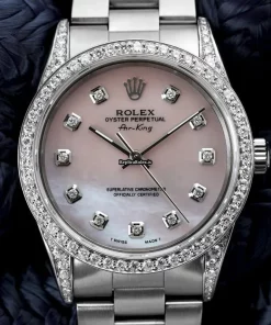 Well Made Fake Rolex Air King Precision 14000 Automatic Movement 34mm Steel Case Womens Watch