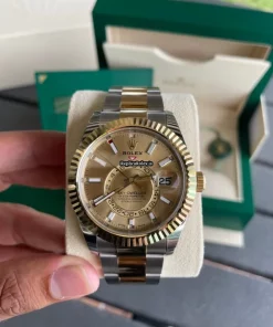 Nice Clone Rolex Sky-dweller 326933 Caliber 9001 Automatic Movement 42mm Gold/steel Case Mens/unisex Watch