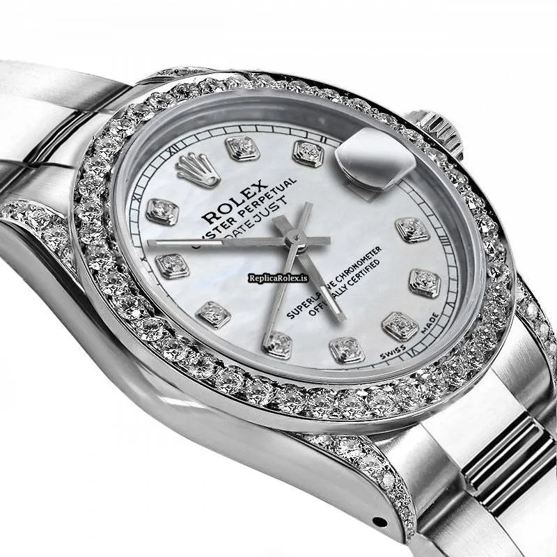 Beautiful Fake Rolex Oyster Perpetual Lady Date 69160 Automatic Movement 26mm Steel Case Womens Watch - Image 2