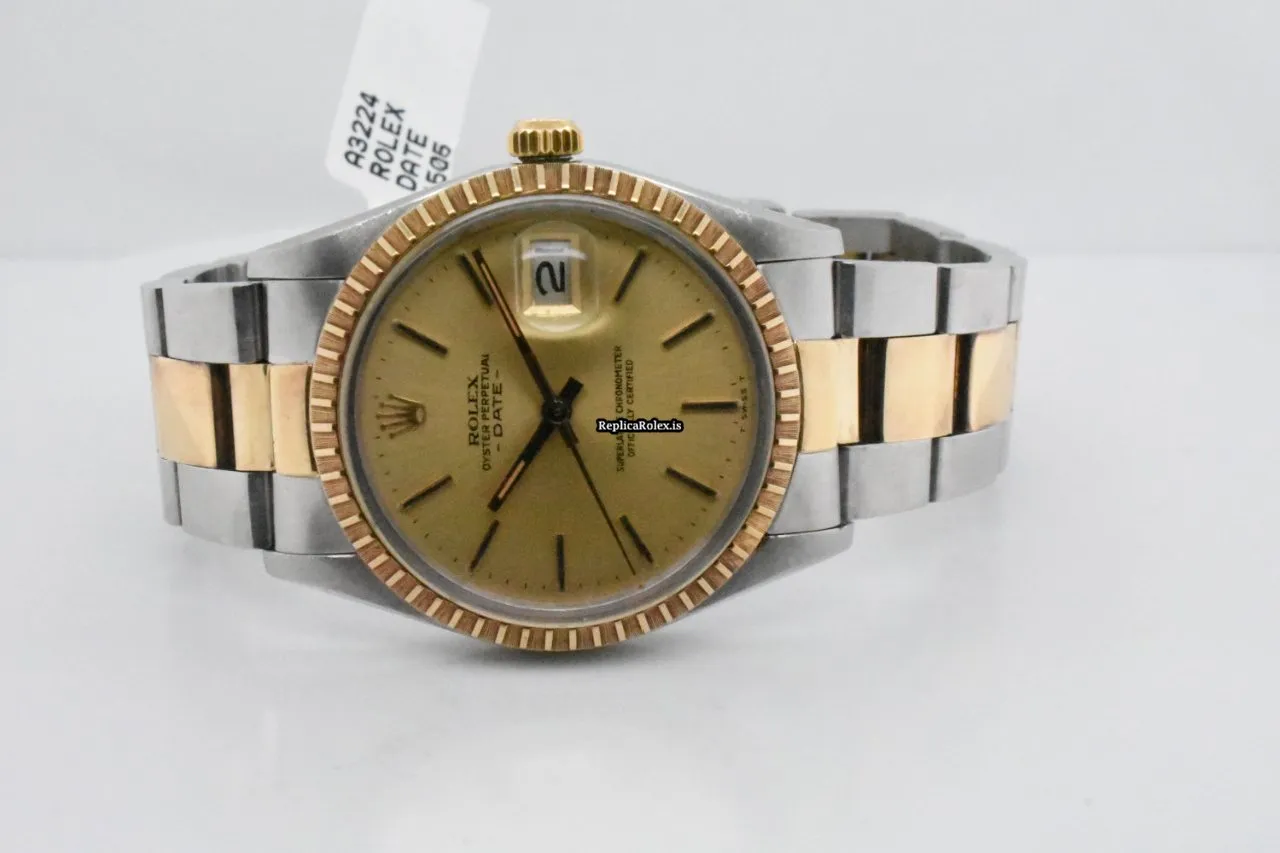 Awesome Fake Rolex Oyster Perpetual Date 15053 Caliber 3035 Automatic Movement 34mm Gold/steel Case Mens/unisex Watch - Image 4