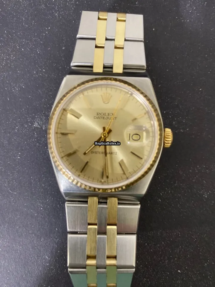 Durable Replica Rolex Datejust Oysterquartz 17013 Caliber 5035 Quartz Movement 36x42mm Gold/steel Case Mens/unisex Watch