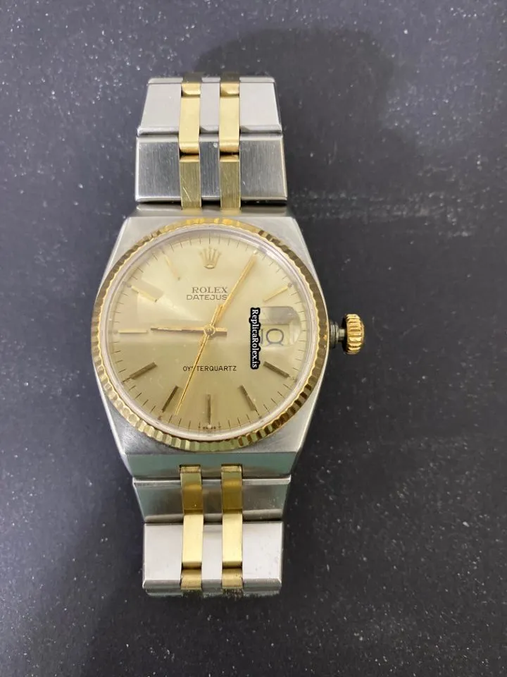 Durable Replica Rolex Datejust Oysterquartz 17013 Caliber 5035 Quartz Movement 36x42mm Gold/steel Case Mens/unisex Watch - Image 5