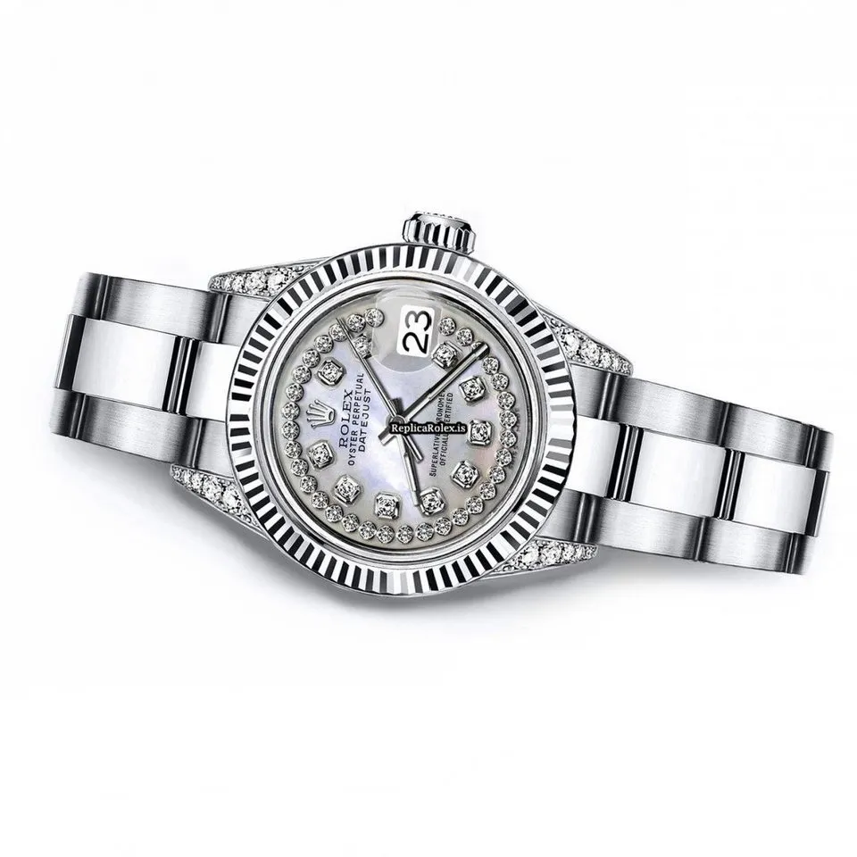 Terrific Fake Rolex Oyster Perpetual Lady Date 69160 Automatic Movement 26mm Steel Case Womens Watch - Image 3