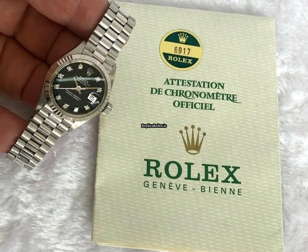 Amazing Replica Rolex Lady-datejust 6917 Caliber 2035 Automatic Movement 26mm White Gold Case Womens Watch - Image 15