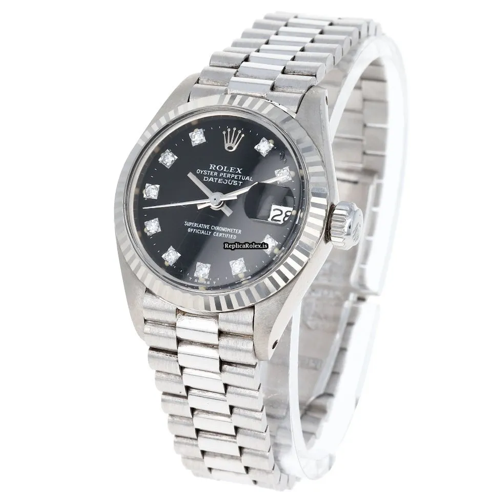 Amazing Replica Rolex Lady-datejust 6917 Caliber 2035 Automatic Movement 26mm White Gold Case Womens Watch - Image 3