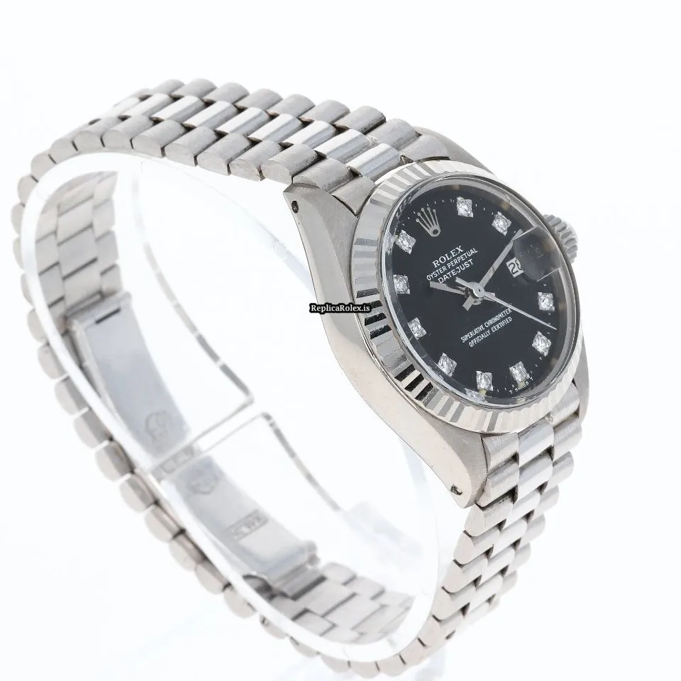 Amazing Replica Rolex Lady-datejust 6917 Caliber 2035 Automatic Movement 26mm White Gold Case Womens Watch - Image 4