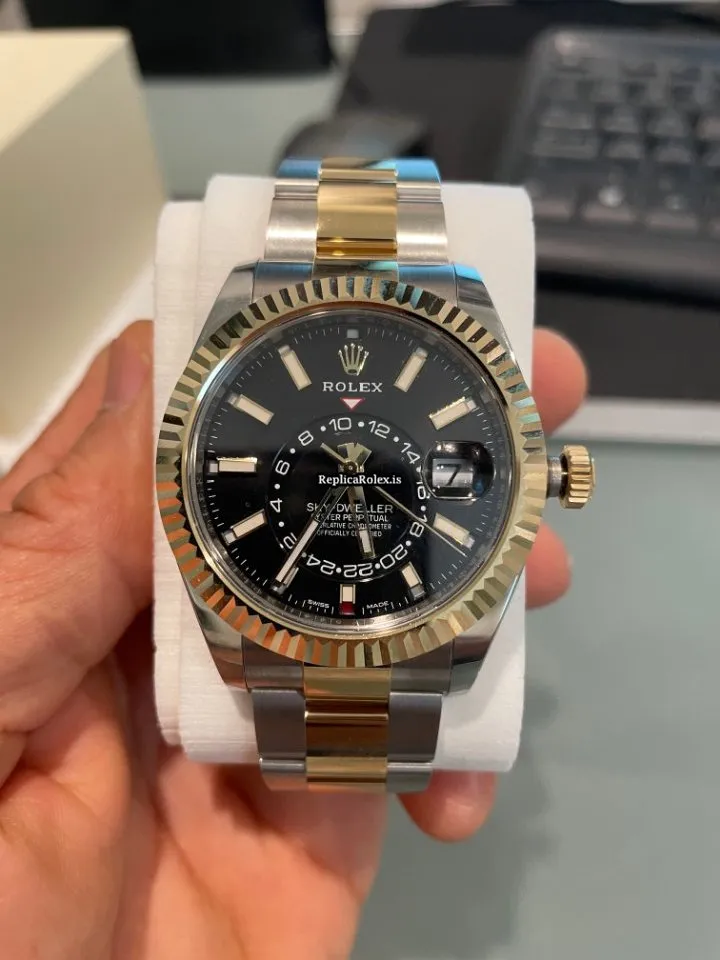 1:1 Replicas Rolex Sky-dweller 326933 Caliber 9001 Automatic Movement 42mm Gold/steel Case Mens/unisex Watch - Image 12
