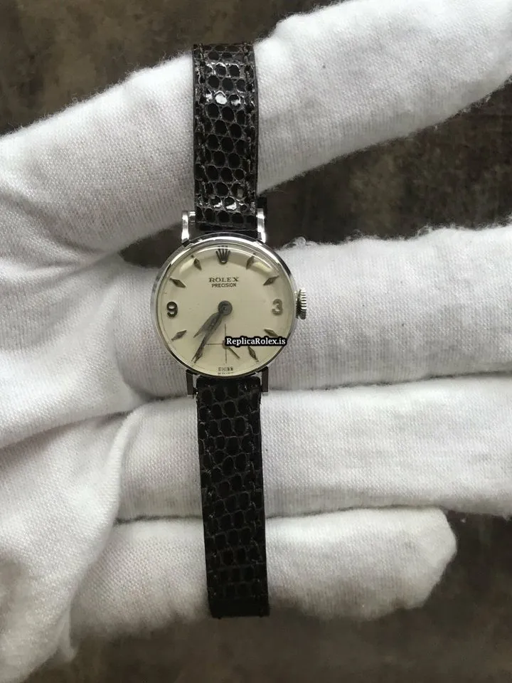 Design Replica Rolex Oyster Precision 9074 Manual Winding Movement 20mm White Gold Case Watch