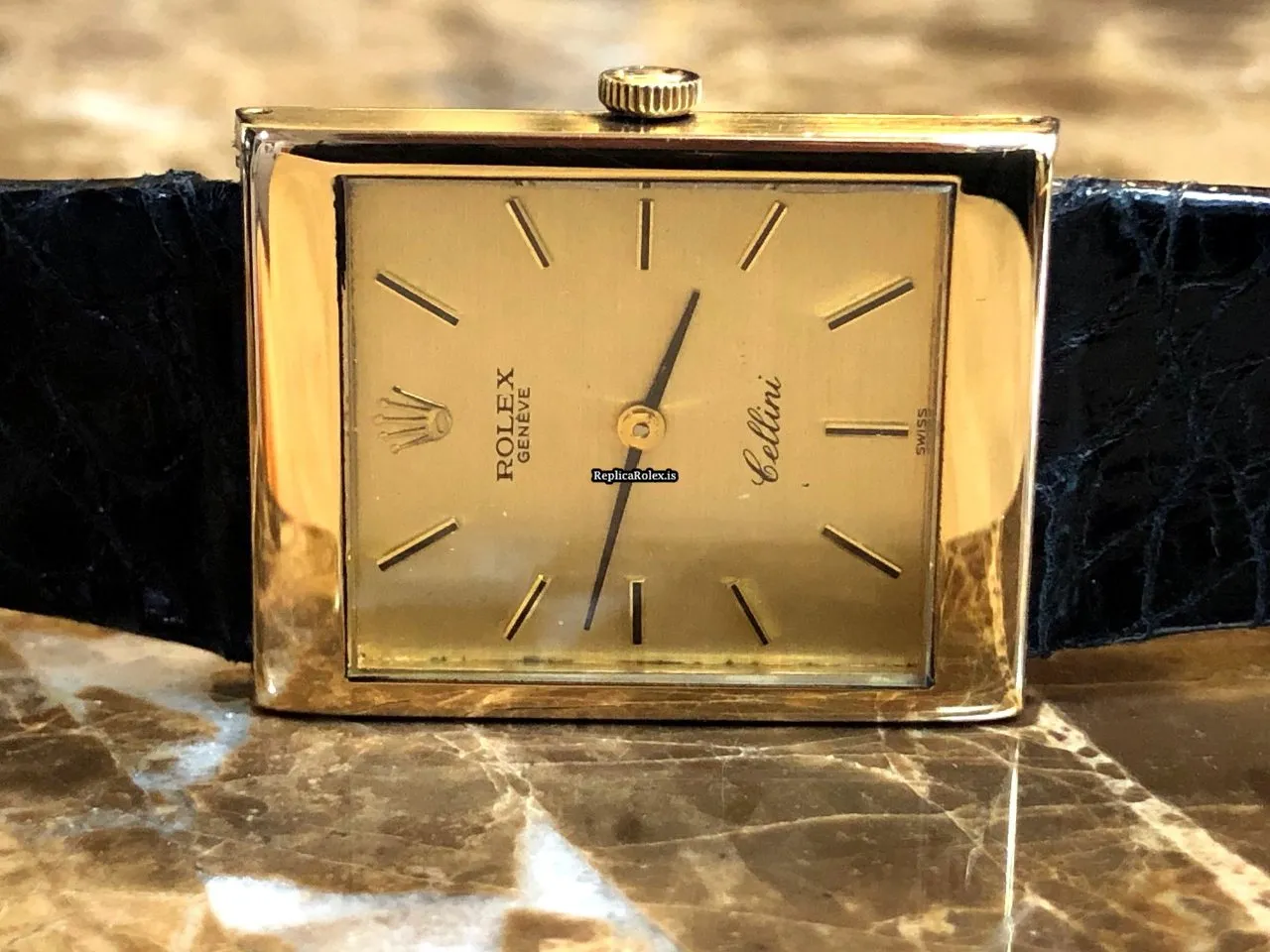 Amazing Replica Rolex Cellini 4014 Caliber 1601 Manual Winding Movement 22.5x28.5mm Yellow Gold Case Mens/unisex Watch