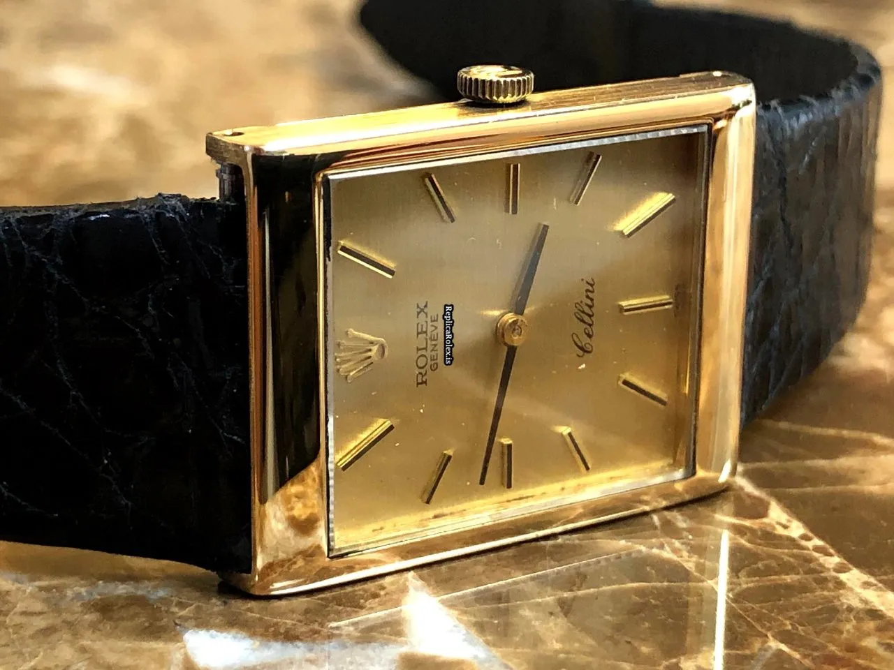 Amazing Replica Rolex Cellini 4014 Caliber 1601 Manual Winding Movement 22.5x28.5mm Yellow Gold Case Mens/unisex Watch - Image 2