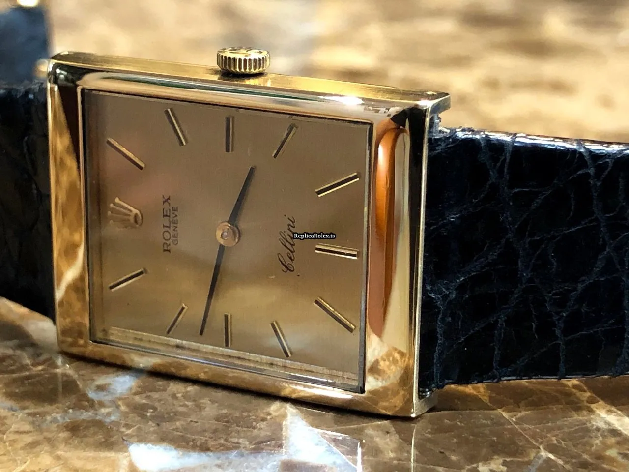 Amazing Replica Rolex Cellini 4014 Caliber 1601 Manual Winding Movement 22.5x28.5mm Yellow Gold Case Mens/unisex Watch - Image 3