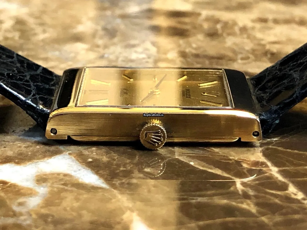 Amazing Replica Rolex Cellini 4014 Caliber 1601 Manual Winding Movement 22.5x28.5mm Yellow Gold Case Mens/unisex Watch - Image 5