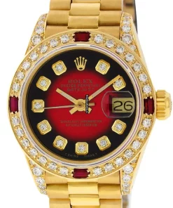 Affordable Replica Rolex Lady-datejust Automatic Automatic Movement 26mm Yellow Gold Case Womens Watch