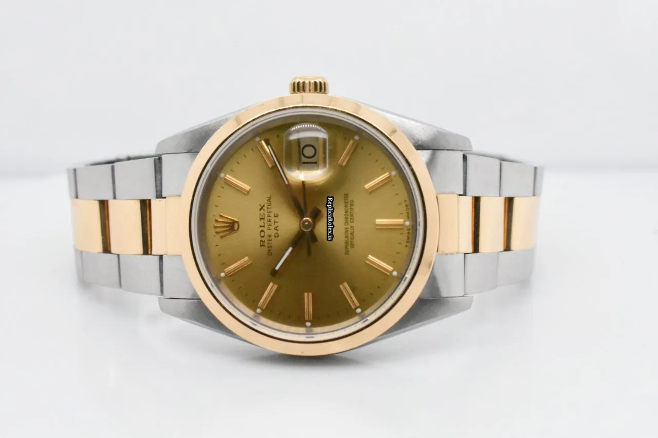 Reliable Replica Rolex Oyster Perpetual Date 15203 Caliber 3135 Automatic Movement 34mm Gold/steel Case Mens/unisex Watch - Image 4