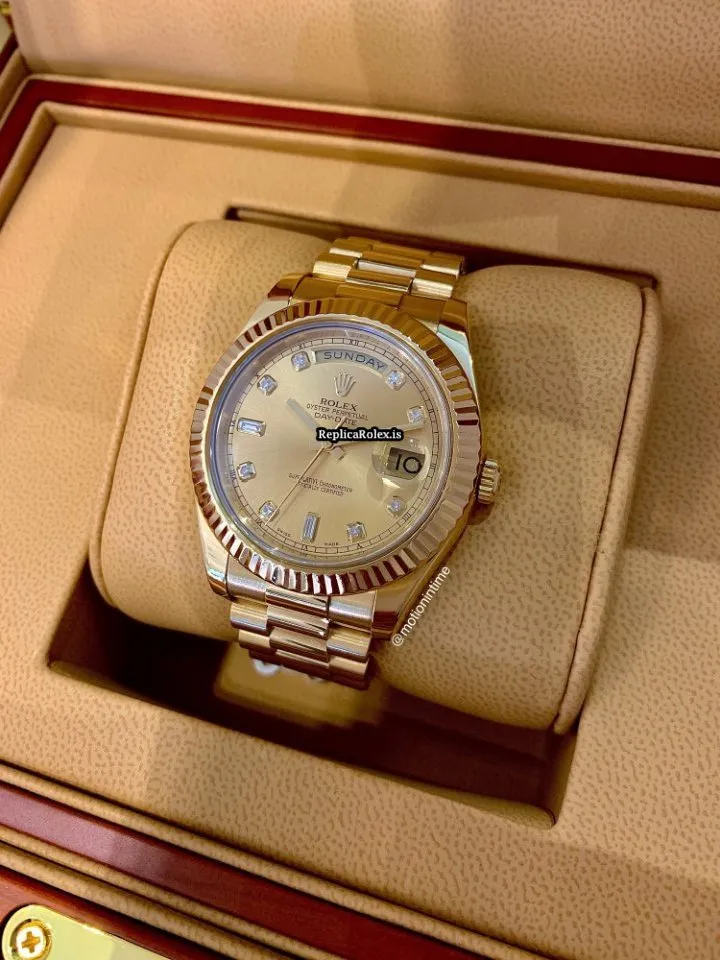 Awesome Fake Rolex Day-date II 218238 Caliber 3156 Automatic Movement 41mm Yellow Gold Case Mens/unisex Watch