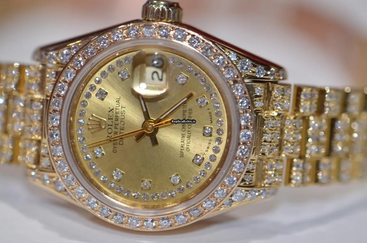Aaa Replica Rolex Datejust Self Winding Automatic 26mm Yellow Gold Case Womens Watch - Image 3