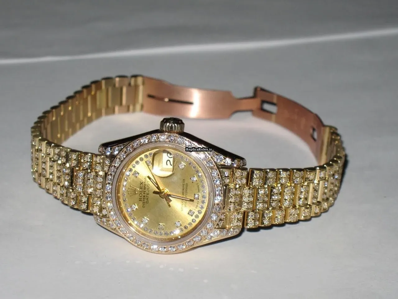 Aaa Replica Rolex Datejust Self Winding Automatic 26mm Yellow Gold Case Womens Watch - Image 4