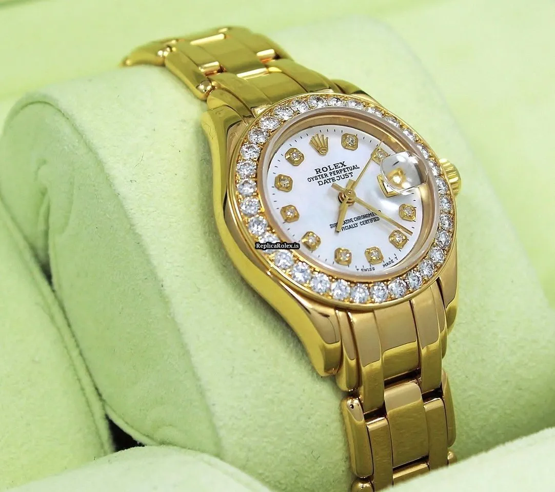 Incredible Replica Rolex Lady-datejust Pearlmaster 69298 Automatic Movement 29mm Yellow Gold Case Womens Watch - Image 4