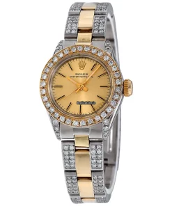 Unique Replica Rolex Oyster Perpetual Date Self Winding Automatic 26mm Gold/steel Case Womens Watch