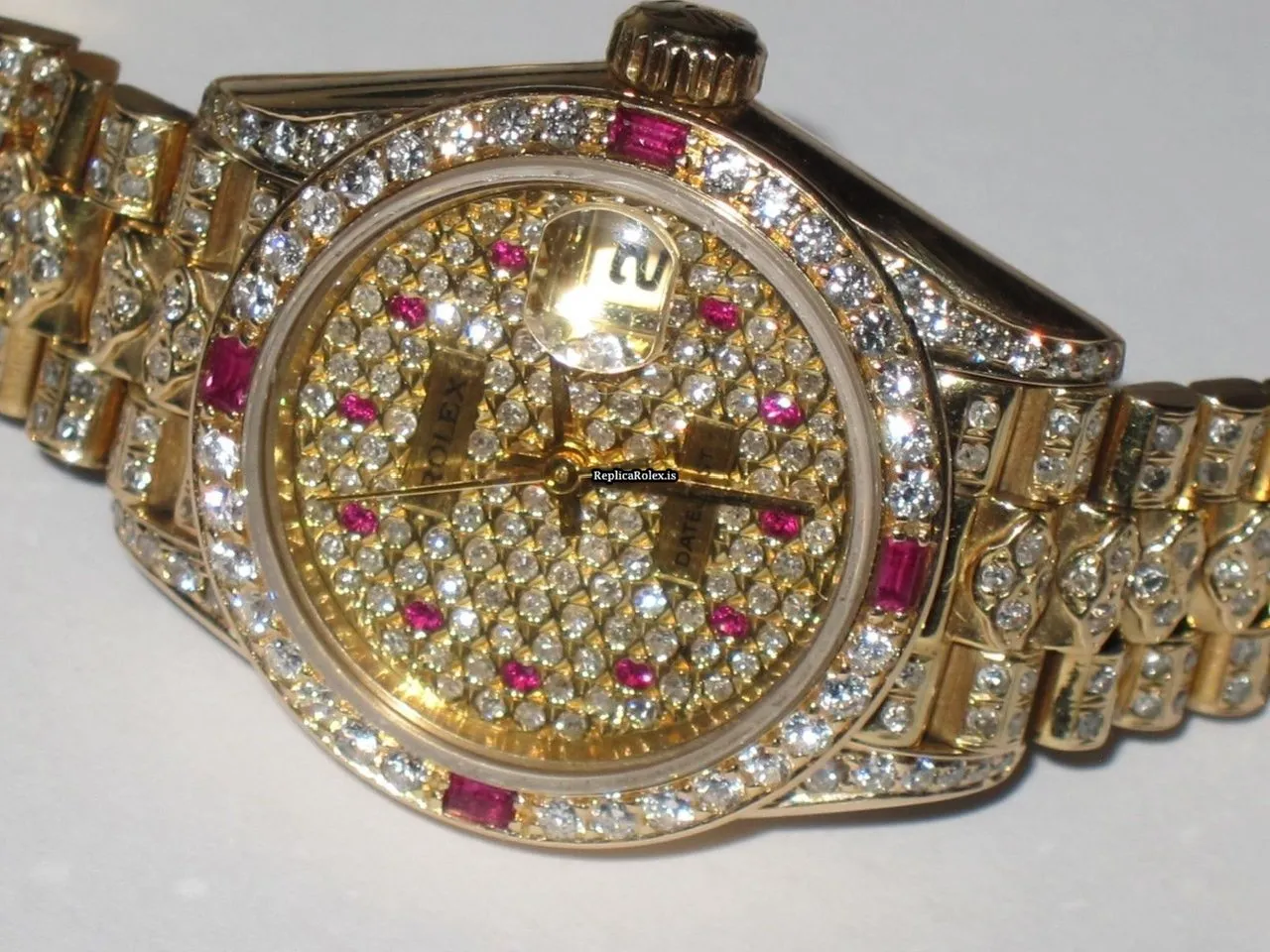 Fabulous Fake Rolex Datejust Self Winding Automatic 26mm Yellow Gold Case Womens Watch