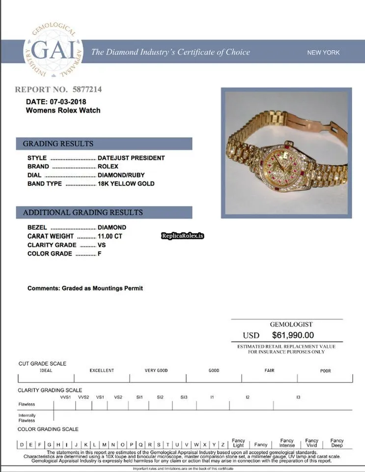 Fabulous Fake Rolex Datejust Self Winding Automatic 26mm Yellow Gold Case Womens Watch - Image 2