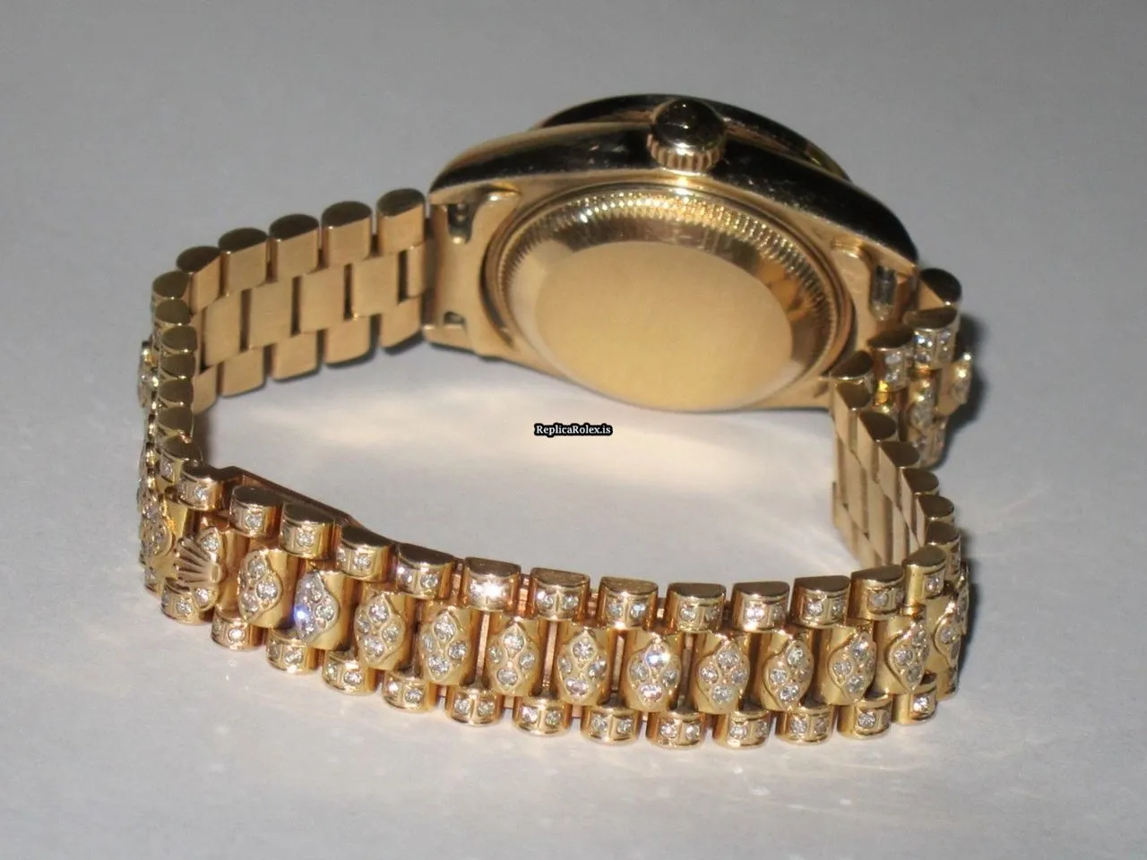 Fabulous Fake Rolex Datejust Self Winding Automatic 26mm Yellow Gold Case Womens Watch - Image 8