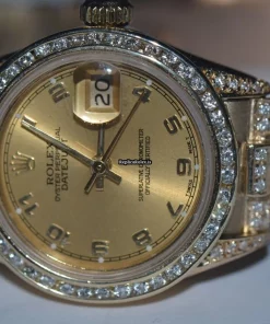 High Quality Fake Rolex Datejust Self Winding Automatic 26mm Yellow Gold Case Womens Watch