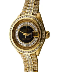 Swiss Fake Rolex Datejust Caliber 2135 Automatic Movement 26mm Yellow Gold Case Womens Watch