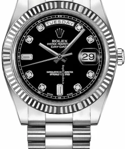 Fine Fake Rolex Day-date II 218239 Caliber 3156 Automatic Movement 41mm White Gold Case Mens/unisex Watch