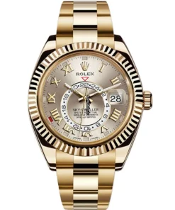 Beautiful Knockoff Rolex Sky-dweller 326938 Automatic Movement Yellow Gold Case Watch