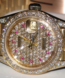 Beautiful Fake Rolex Datejust Self Winding Automatic 26mm Yellow Gold Case Womens Watch