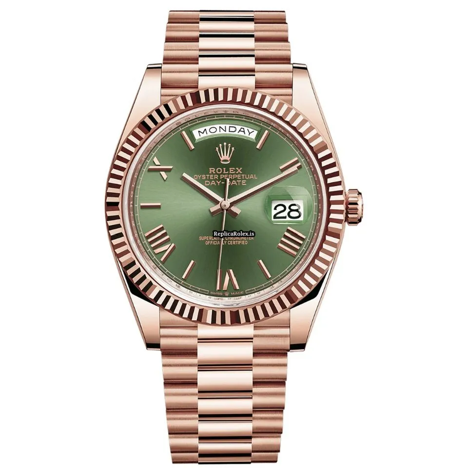 Swiss Fake Rolex Day-date 40 228235 Caliber 3255 Automatic Movement 40mm Rose Gold Case Mens/unisex Watch