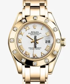 Special Replica Rolex Lady-datejust Pearlmaster 80318 Caliber 2235 Automatic Movement 29mm Yellow Gold Case Womens Watch