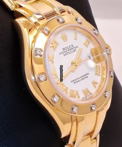 Swiss Knockoff Rolex Lady-datejust Pearlmaster 80318 Automatic Movement 29mm Yellow Gold Case Womens Watch