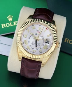 Attractive Fake Rolex Sky-dweller 326138 Caliber 9001 Automatic Movement 42mm Yellow Gold Case Mens/unisex Watch