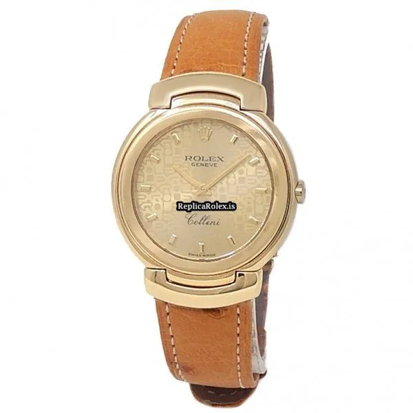 Superior Fake Rolex Cellini 6622 Quartz Movement 33mm Yellow Gold Case Womens Watch