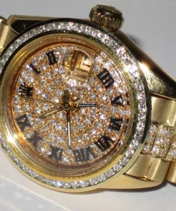 Excellent Fake Rolex Datejust Self Winding Automatic 26mm Yellow Gold Case Womens Watch