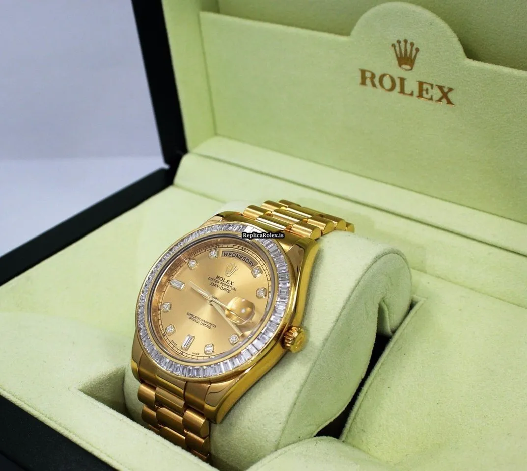 Top Replica Rolex Day-date II 218238 Automatic Movement 41mm Yellow Gold Case Mens/unisex Watch - Image 5
